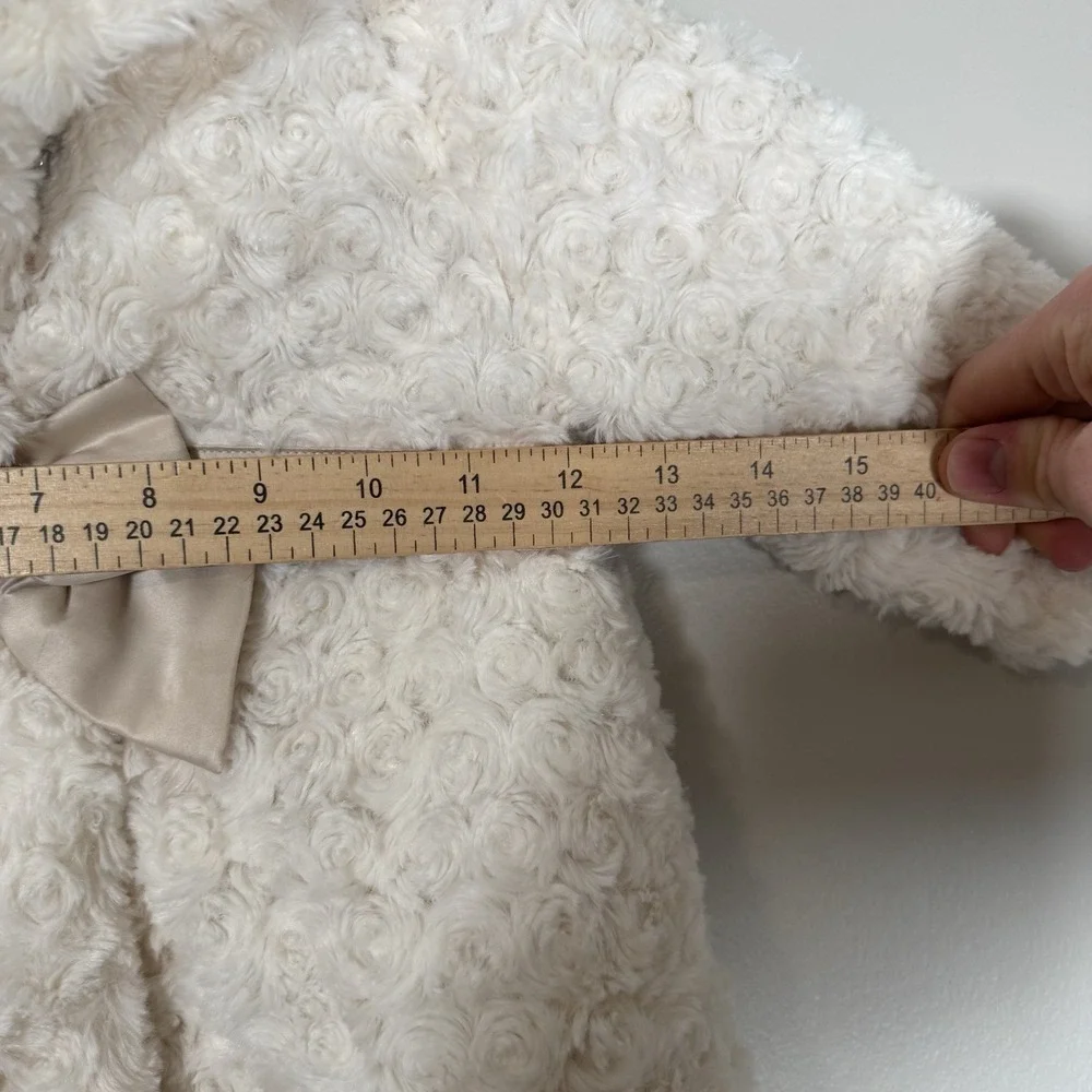 Janie & Jack Faux Fur Coat Girls‎ 12-18 Months Ivory Bow